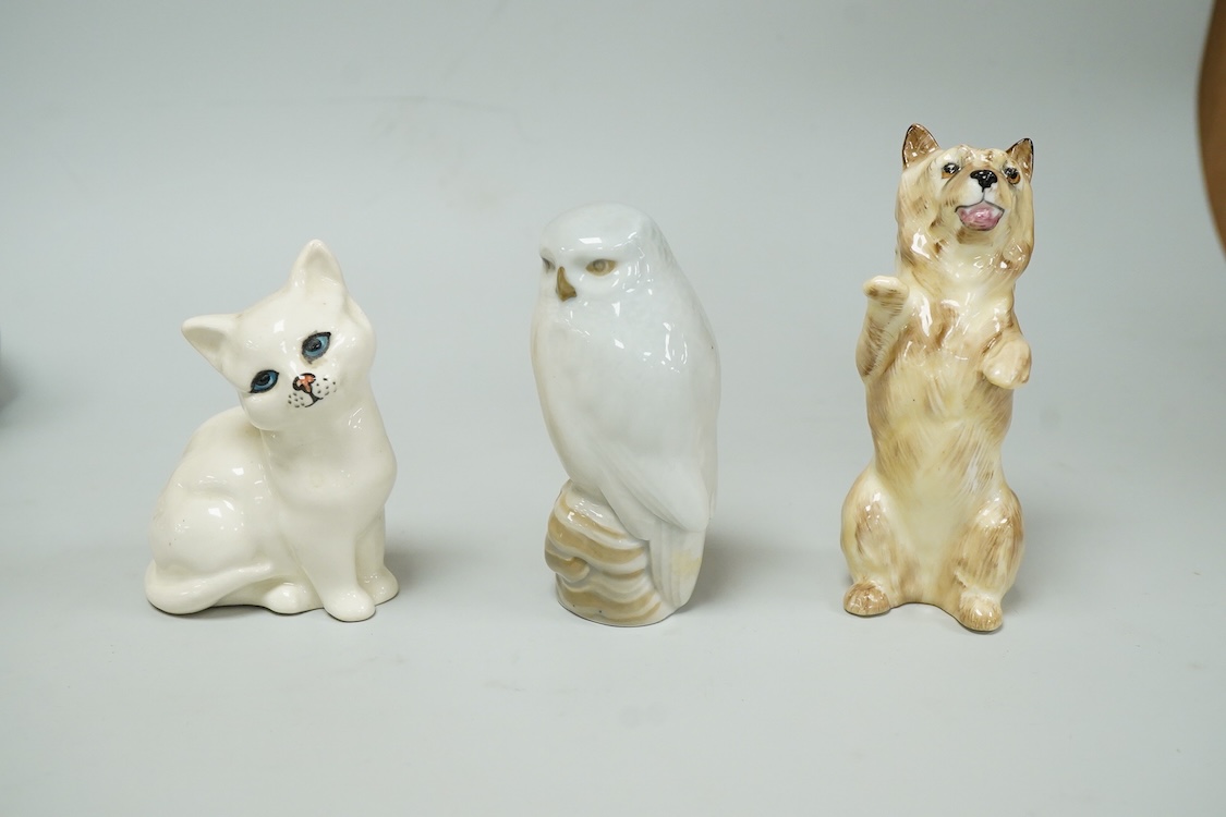 Seven various china birds and animals, including Royal Copenhagen, Doulton etc and a large Russian bird-25cm high